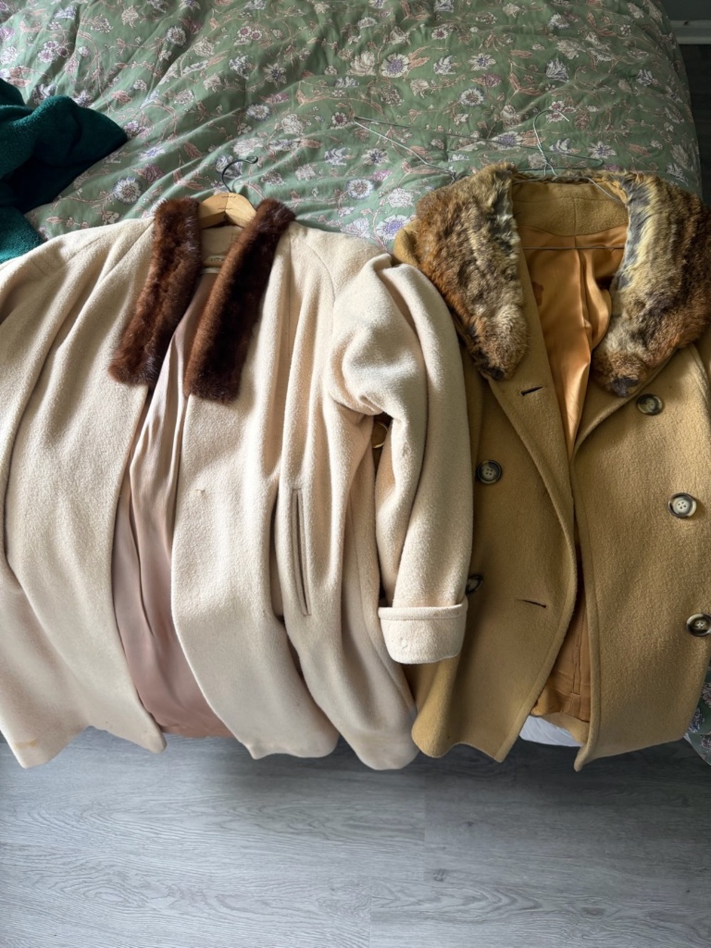 Vintage genuine fur pea coat bundle - large